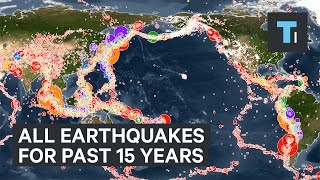 Animated map all earthquakes of the past 15 years [upl. by Aggappera]