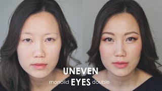 Makeup for uneven eyes  Monolid amp Double Eyelid Tutorial [upl. by Particia]