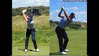 Justin Thomas golf swing  Long Iron faceon amp downtheline July 2017 [upl. by Lainey731]