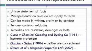 Misrepresentation Lecture 1 of 4 [upl. by Oiramaj918]